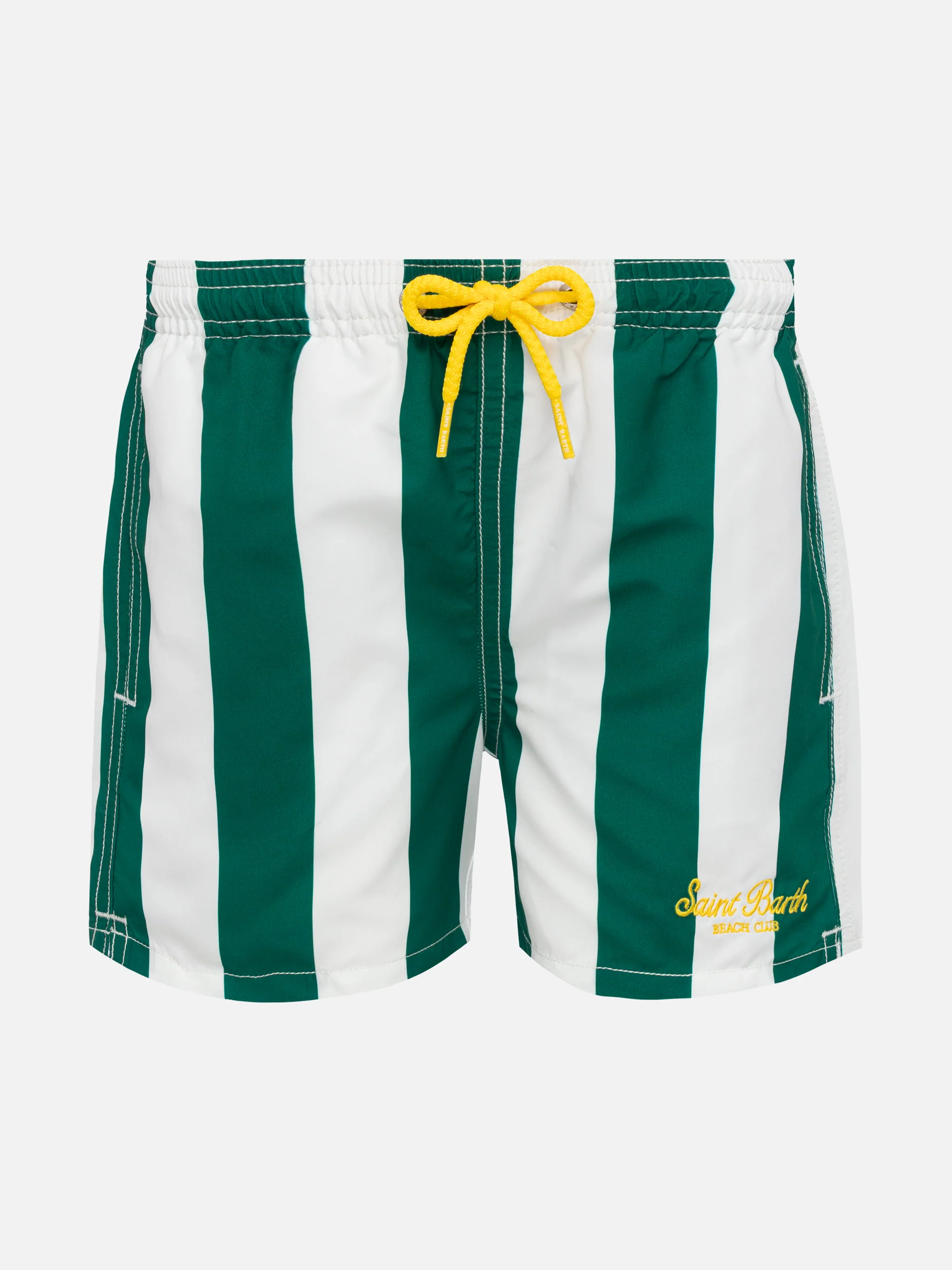 Middellange jeansbadpak met streepjesprint