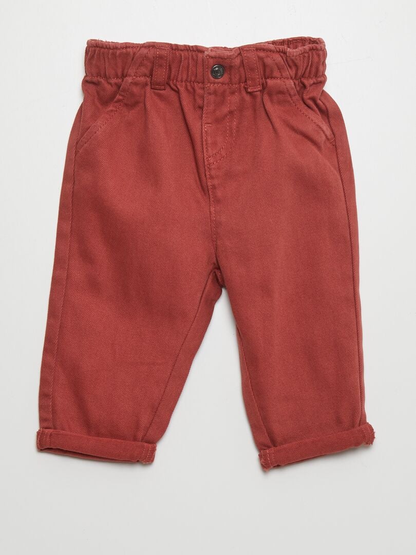 Broek in papieren zakstijl - ROOD