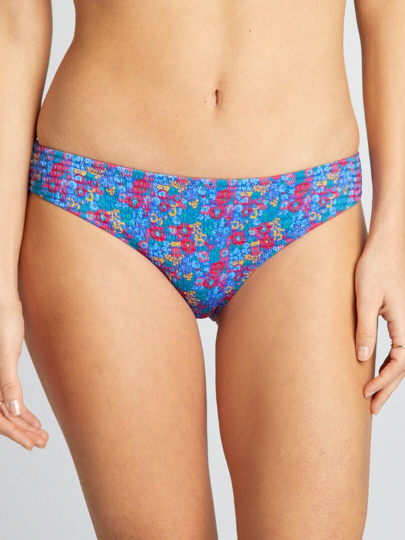Majtki bikini z dzianiny tłoczonej - NIEBIESKIE