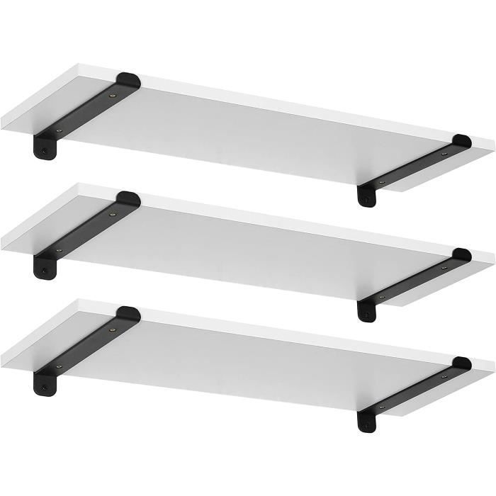 Juego de 3 estantes de pared EUGAD, estantes flotantes, 60x20x7cm, MDF y hierro, blanco