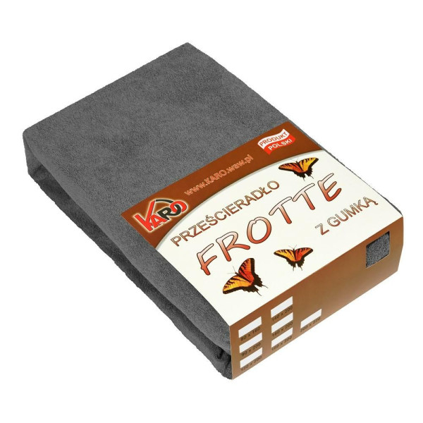 Prześcieradło frotte z gumką 220x240 antracytowe KARO