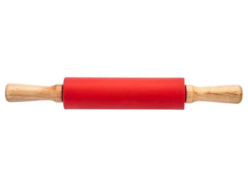 Wałek do ciasta silikonowy z drewnianymi rączkami 37 cm