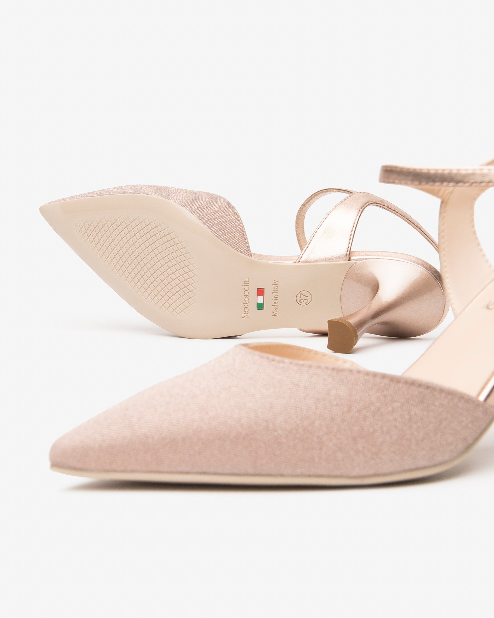 Damen-Slingback aus Leder und Stoff