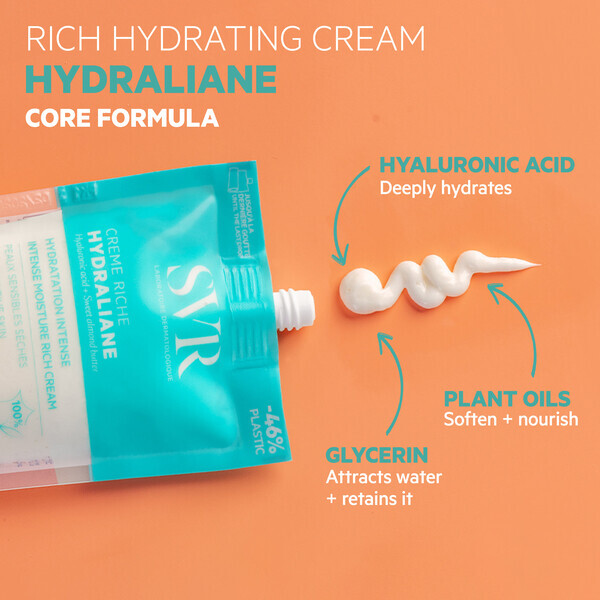 Crema hidratante con ácido hialurónico SVR HYDRALIANE, rica, 50 ml