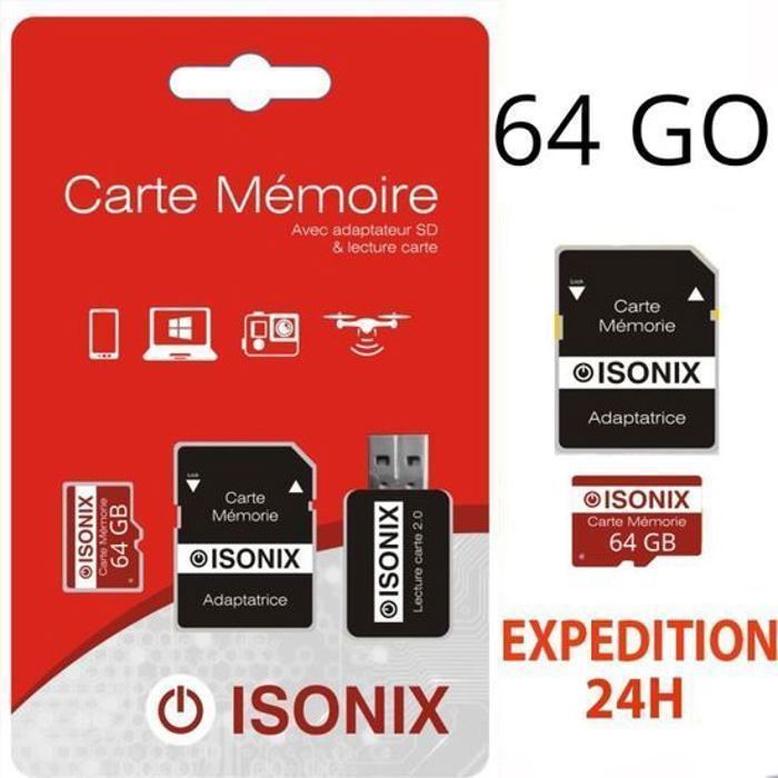 ZISONIX 64GB Micro-SD geheugenkaart + 4K kaartlezer
