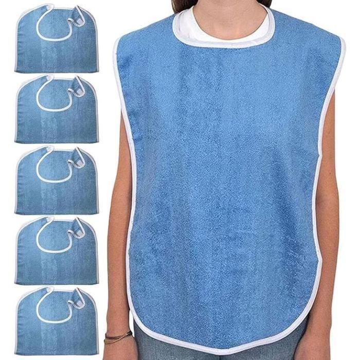 Bavoirs Adultes pour Manger - 5 Bavoirs pour Adultes  Bavoir Adulte Lavable protecteurs de vêtements en Tissu éponge