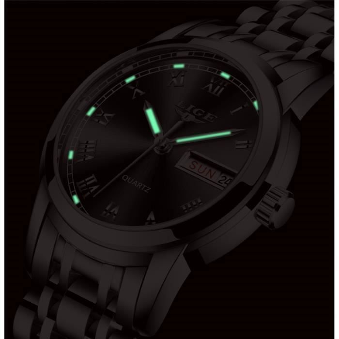 Orologio da donna SHARPHY con bracciale in acciaio, numeri romani, indicazione di data e giorno della settimana, blu - Regalo di Natale per donne
