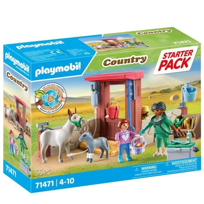 PLAYMOBIL 71471 Dierenarts met boerderijdieren, Plattelandsboerderij, 55 onderdelen, Leeftijd 4+