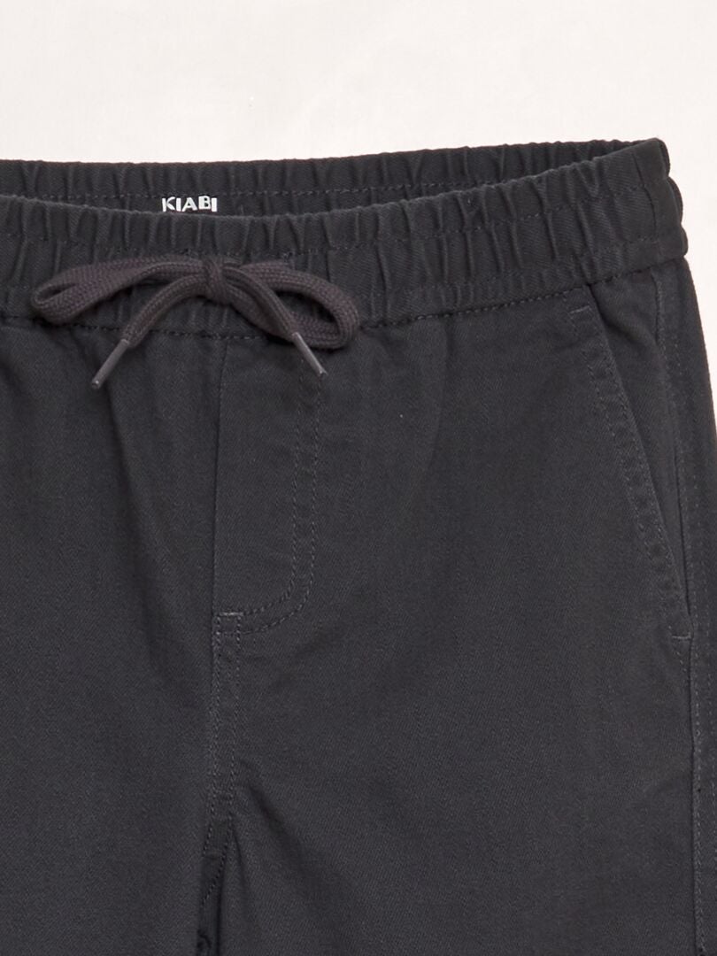 Pantalones deportivos de felpa con bolsillos laterales - NEGRO