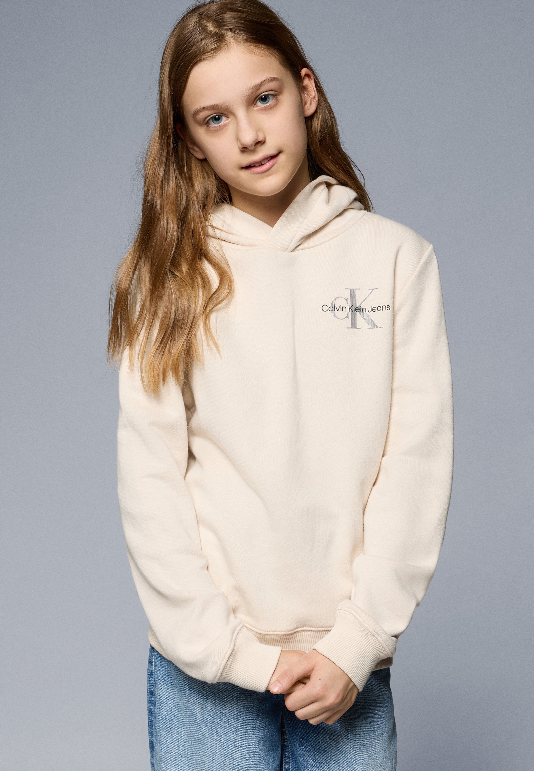 Calvin Klein Jeans SMALL MONOGRAM HOODIE UNISEX - Hoodie - whitecap grijs
