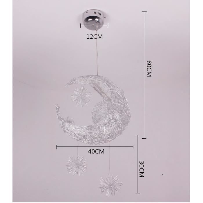Suspension Lustre Décorative Lune Etoile en Aluminium pour Enfant - IHOME&ILIFE® - Moderne - 32*37cm - 40W - E27