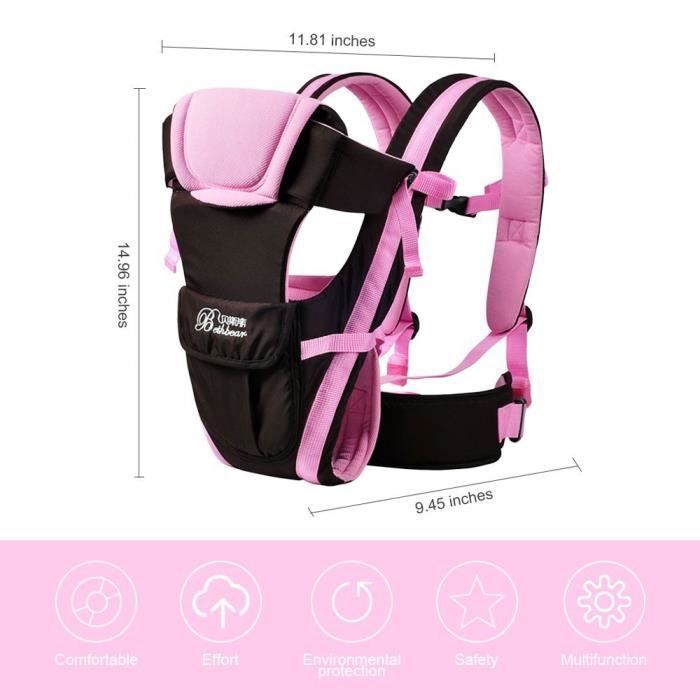 Portabebés ergonómico - Rosa - 4 posiciones ajustables - Para bebés de 0 a 2 años