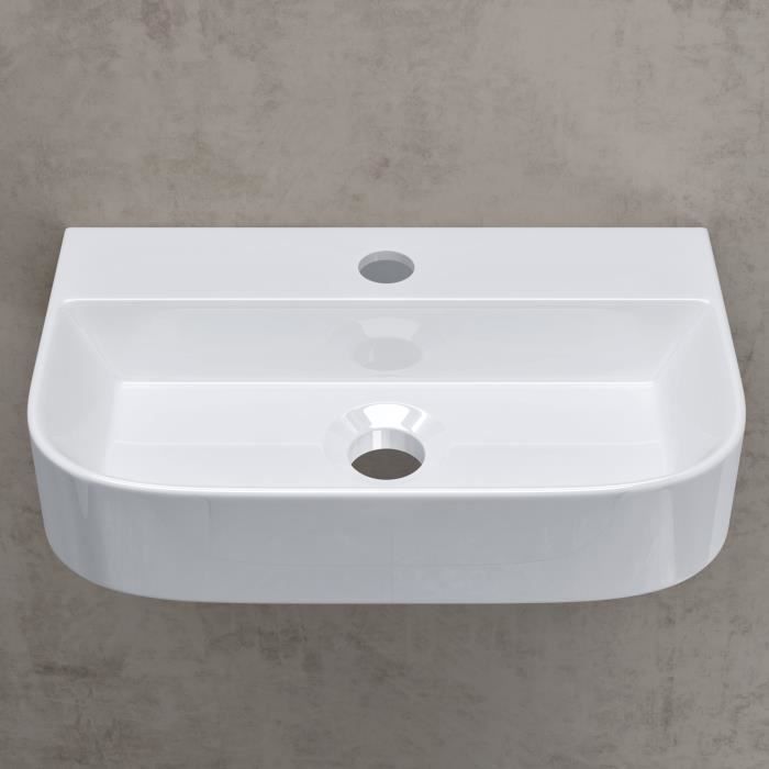 Lavabo de encimera doporro, lavabo rectangular de cerámica para baño, 38x23,5x8cm, Brüssel003 Blanco