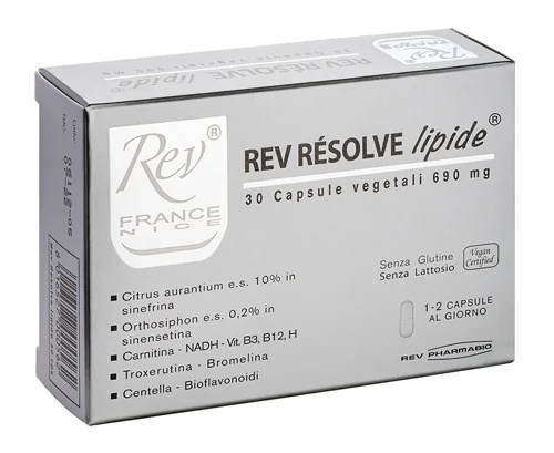 REV Resolve Lipide 30 capsules. Drainage- en anti-cellulitis voedingssupplement.
