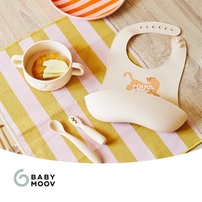 Babymoov - Silicone Baby First Meal Set - Weaning Tableware - Developed with an Occupational Therapist - Mini Roar