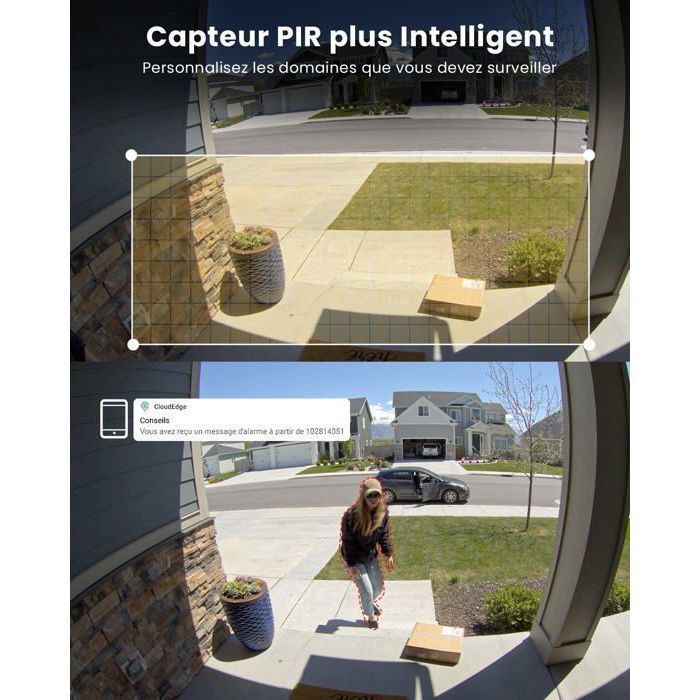ieGeek 2K Caméra de Surveillance WiFi Extérieur sans Fil Solaire Caméra IP Batterie Vision Nocturne Couleur PIR Détection Mouvement