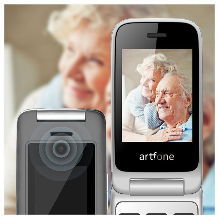 Telefono cellulare Artfone G6 4G per anziani: tasti grandi, torcia, batteria da 1300 mAh, doppia SIM, pulsante SOS.