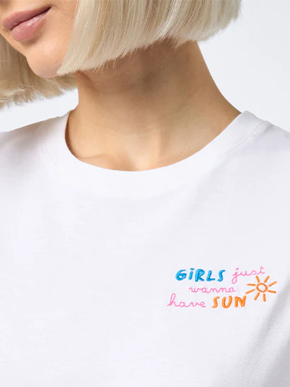 Emilie dames T-shirt met ronde hals van katoenen jersey met Stai-borduurwerk.