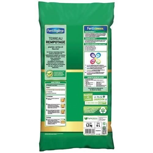Terreau rempotage plante verte et fleuries - FERTILIGENE - Sac de 6L