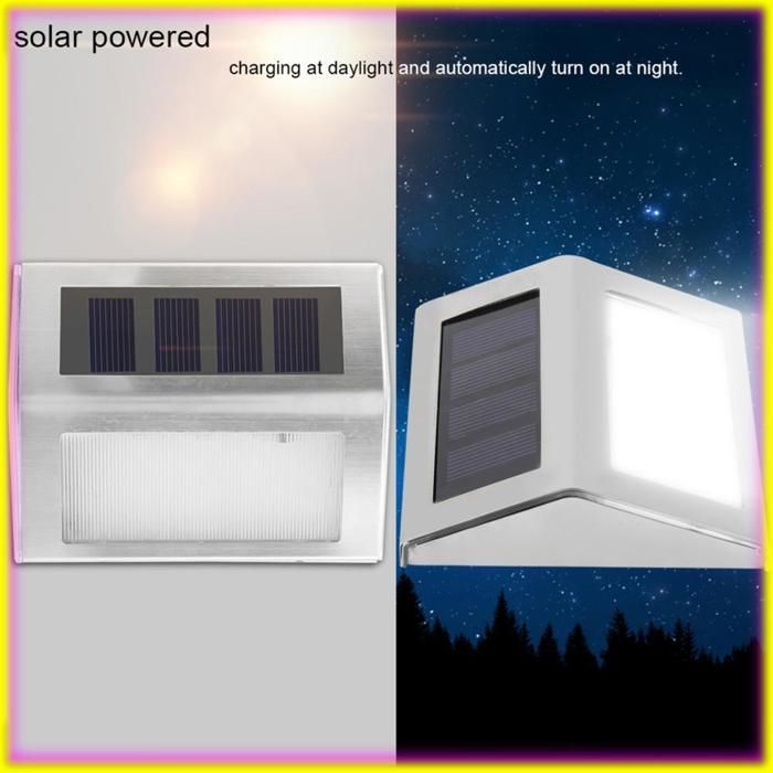 Aplique de pared solar EJ.life, 3 LED, acero inoxidable, alimentado por energía solar, luz para jardín, luz de bolardo, luz blanca.