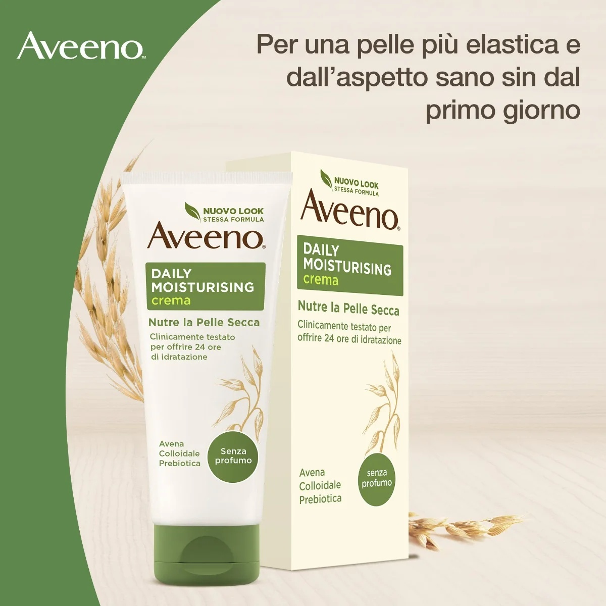 AVEENO Aveeno Hydraterende Gezichts- en Lichaamscrème Zonder Parfum 100 ml voor de normale tot droge huid