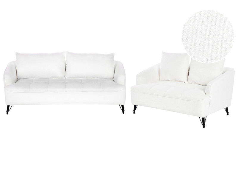 Komplet do salonu sofa 2 i 3-osobowa boucle biały