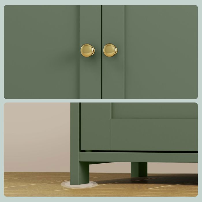 Armoire de Salle de bain avec 4 Portes, 60 x 30 x 108.5 cm, Meuble de Rangement,Placard de Cuisine,2 Étagères Réglables, Vert