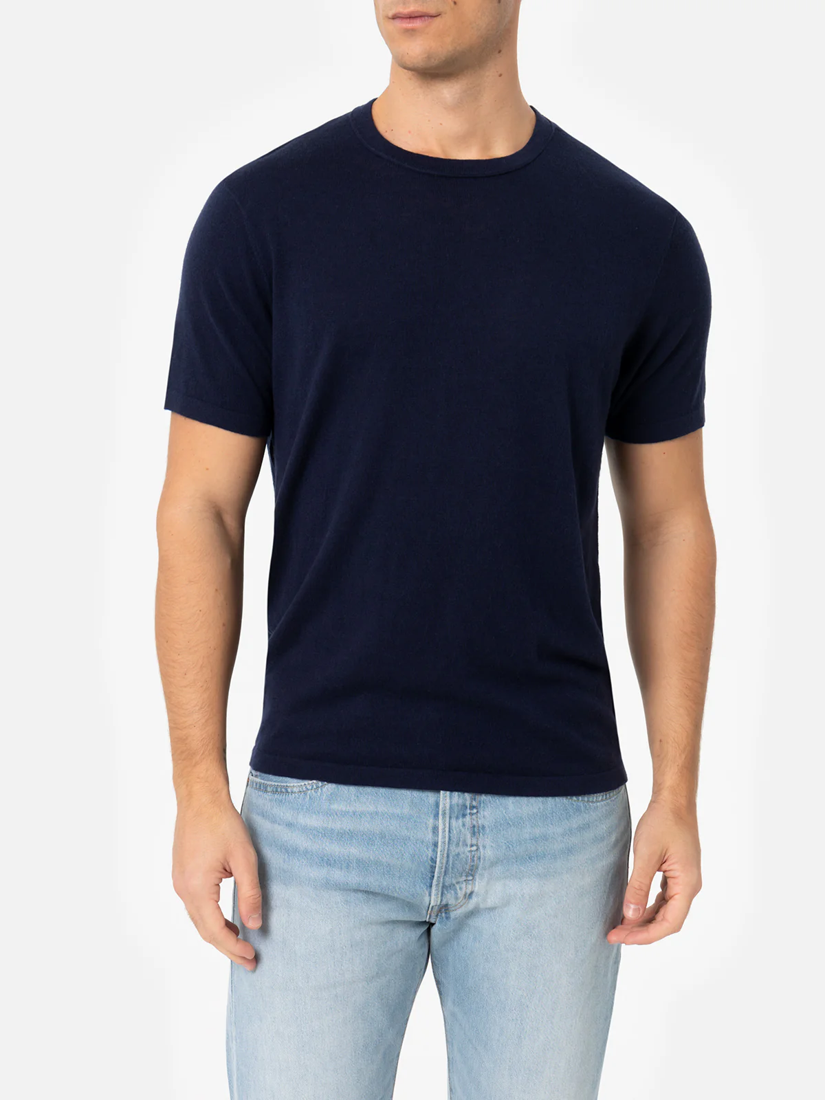 Camiseta de hombre Scott azul marino de mezcla de cachemira