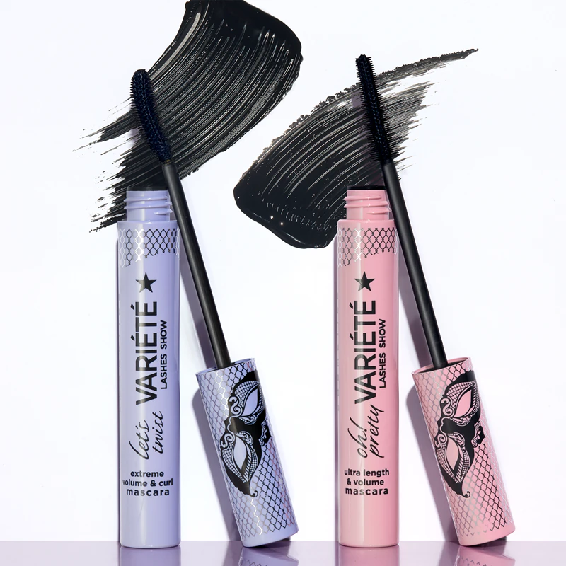Máscara para cílios Eveline Cosmetics Variété Let's Twist que curva e aumenta o volume dos cílios.