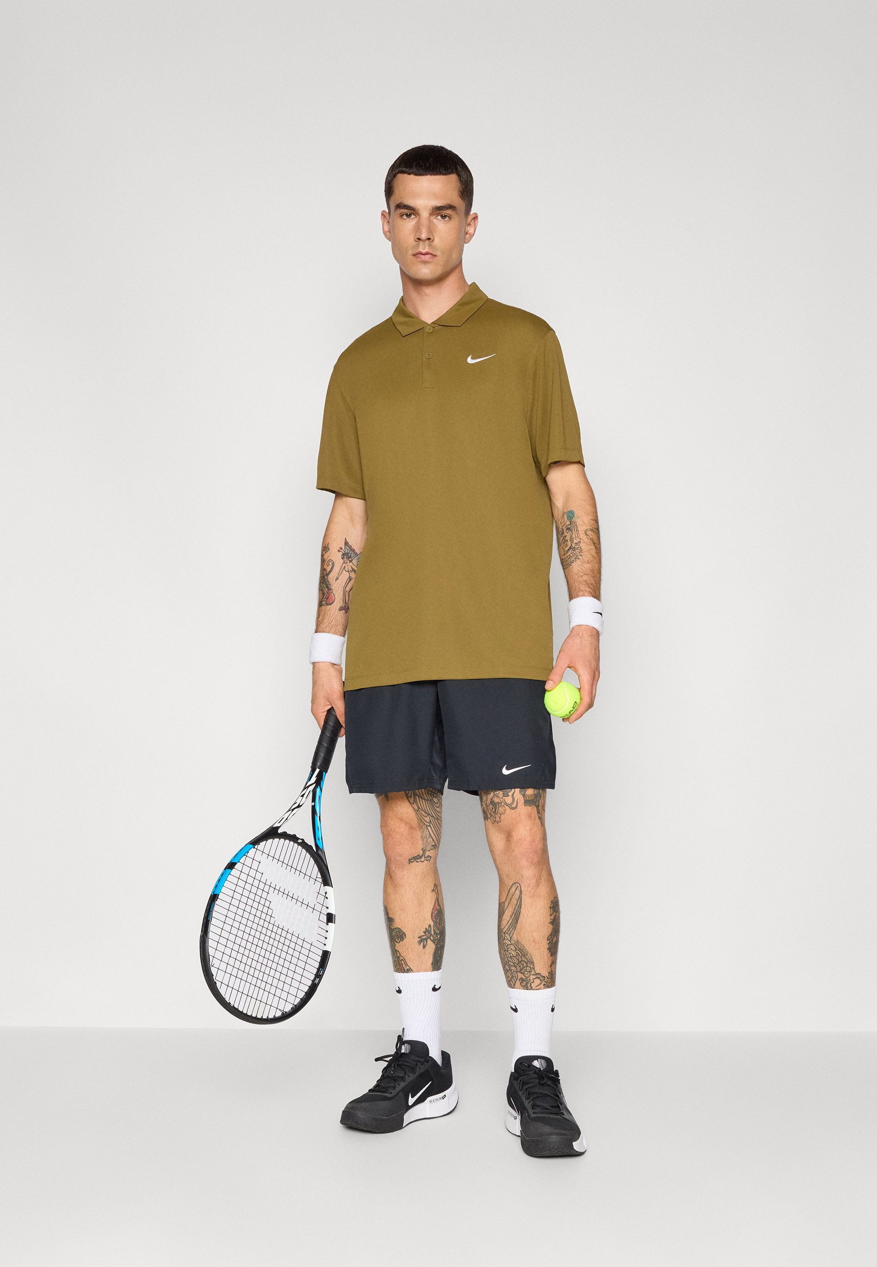 Polo Nike Performance SOLID - kaki/blanc