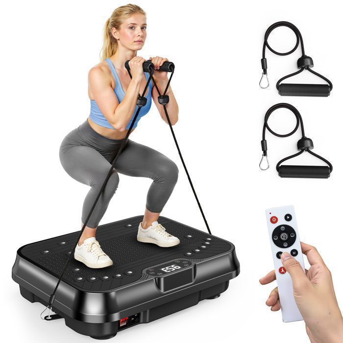 Plataforma vibratoria - 250 niveles - Cuerda para saltar - Control remoto - 9 programas preestablecidos - Masaje linfático