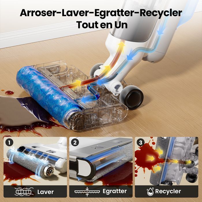 PROSCENIC F10 Ultra Cordless Vacuum Cleaner and Mop - Wet/Dry - 0.7mm Edge Brush - 1.3L Tank - LED Display - 60min Self-Cleaning