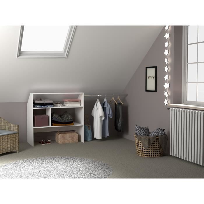 ARTIC attic wardrobe kit - white - 1 wardrobe - W197 x D50 x H94 cm - Made in France