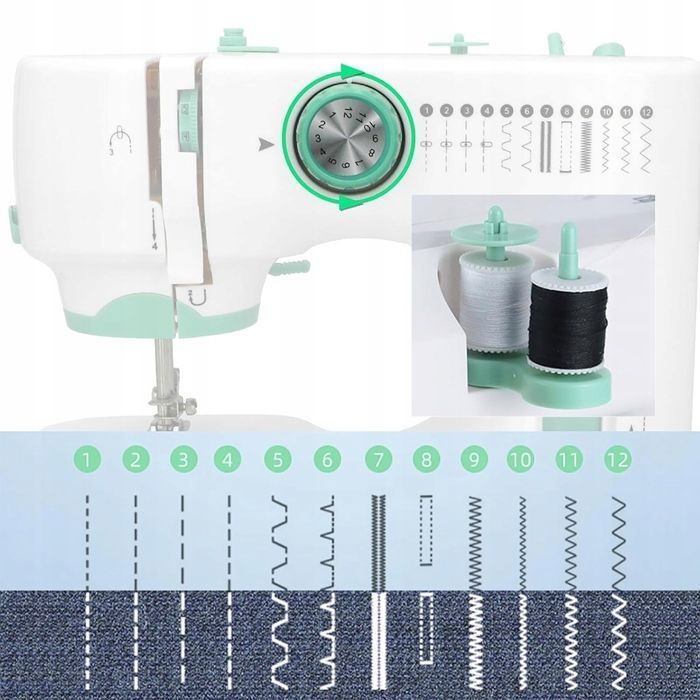 Machine à coudre électrique | Conçue pour les débutants | Machine à coudre domestique à double aiguille et double fil