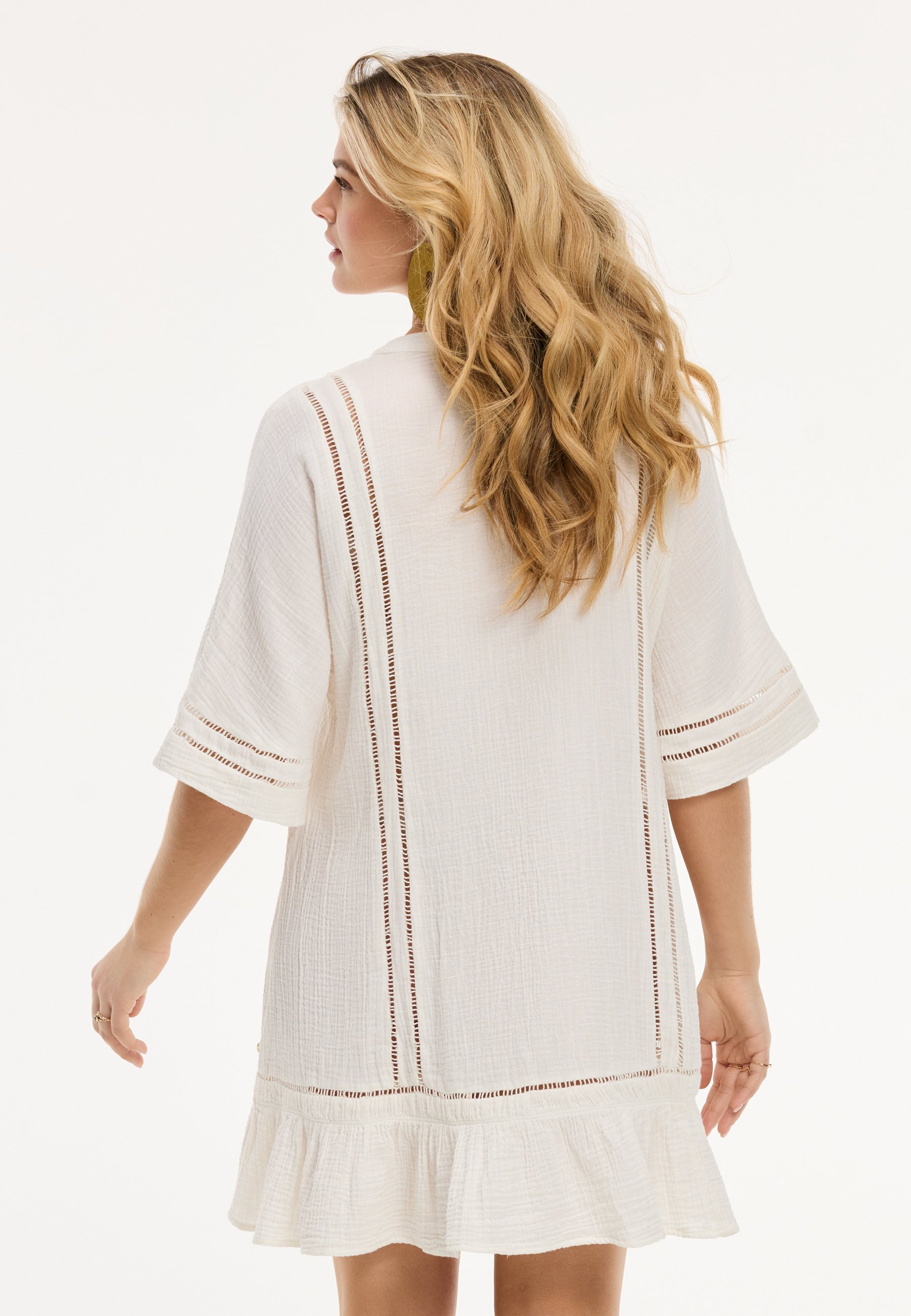 Shiwi CORFU MOUSSELINE WAFFLE - Dagjurk - Jet Stream wit