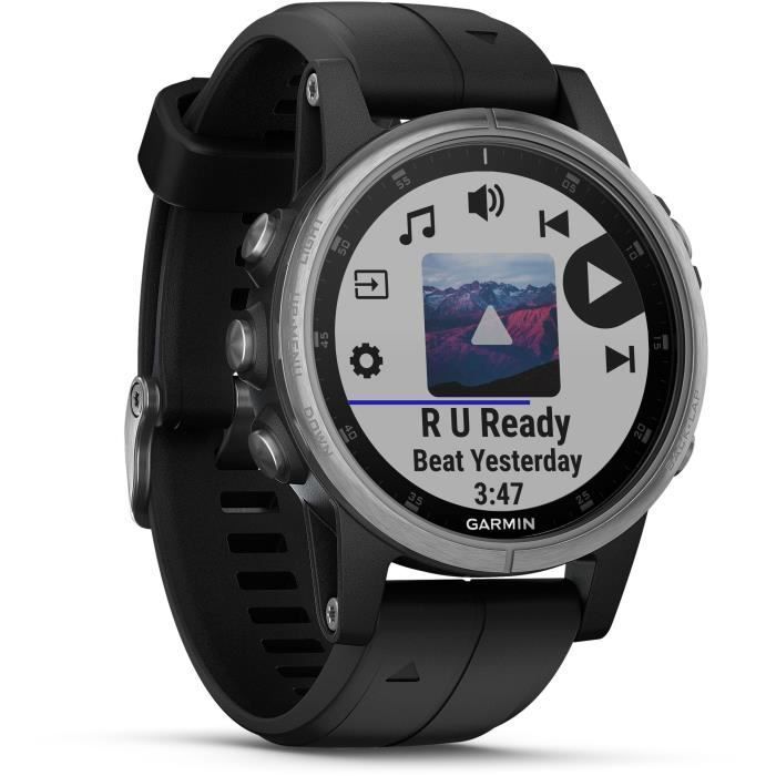 Garmin - Fenix 5S Plus - Montre connectée GPS Multi-sports & Santé - Garmin Pay, Cartographie & Musique - Cadran 51 mm - Noir
