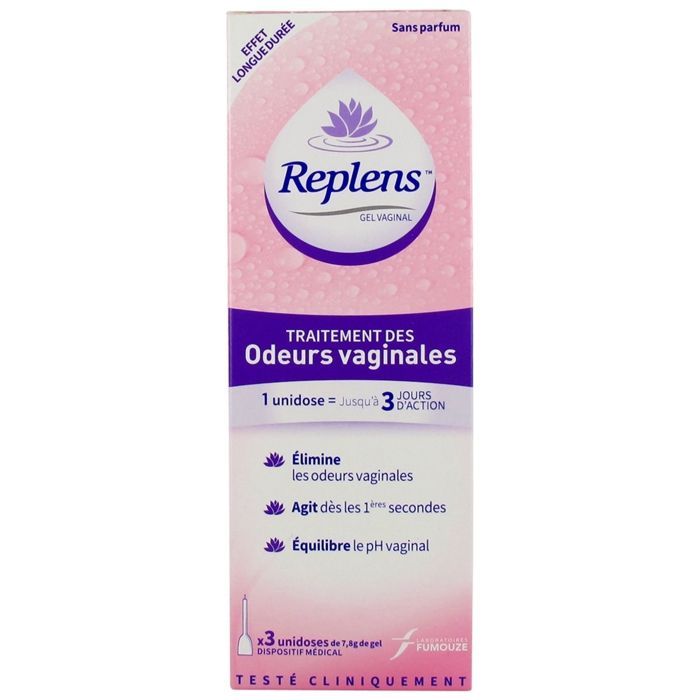 Gel lubrificante intravaginal - REPLENS - Tratamento de odores - Sem parabenos - Reequilibra o pH - 3 ampolas de dose única