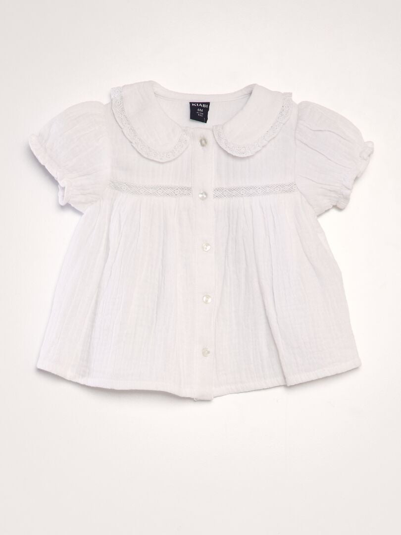 Blouse van dubbel katoenen gaas - wit