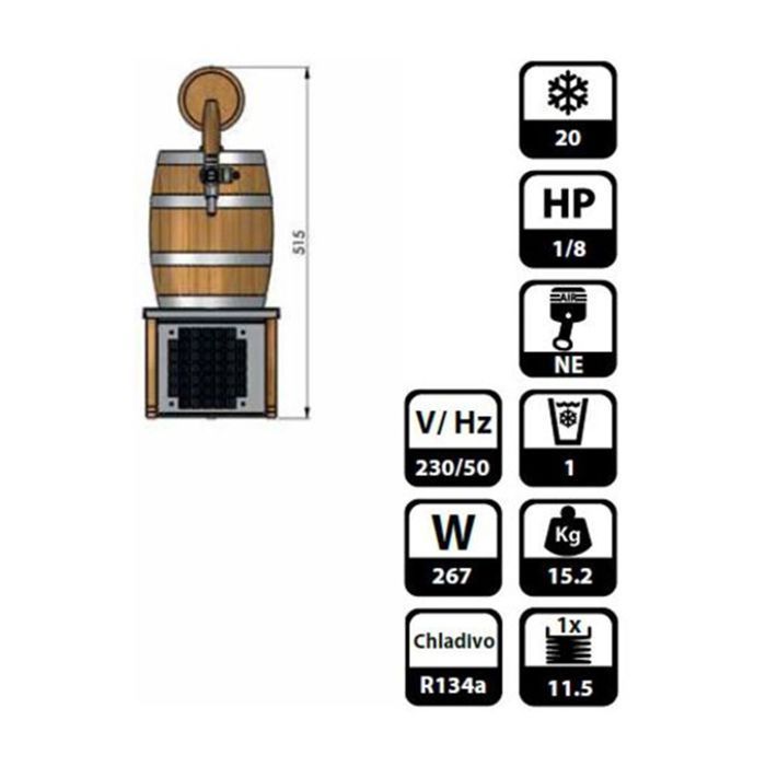 Biertap - ICH-ZAPFE.DE - Soudek 20 - 20 liter/u - Eikenhout - Roestvrij staal