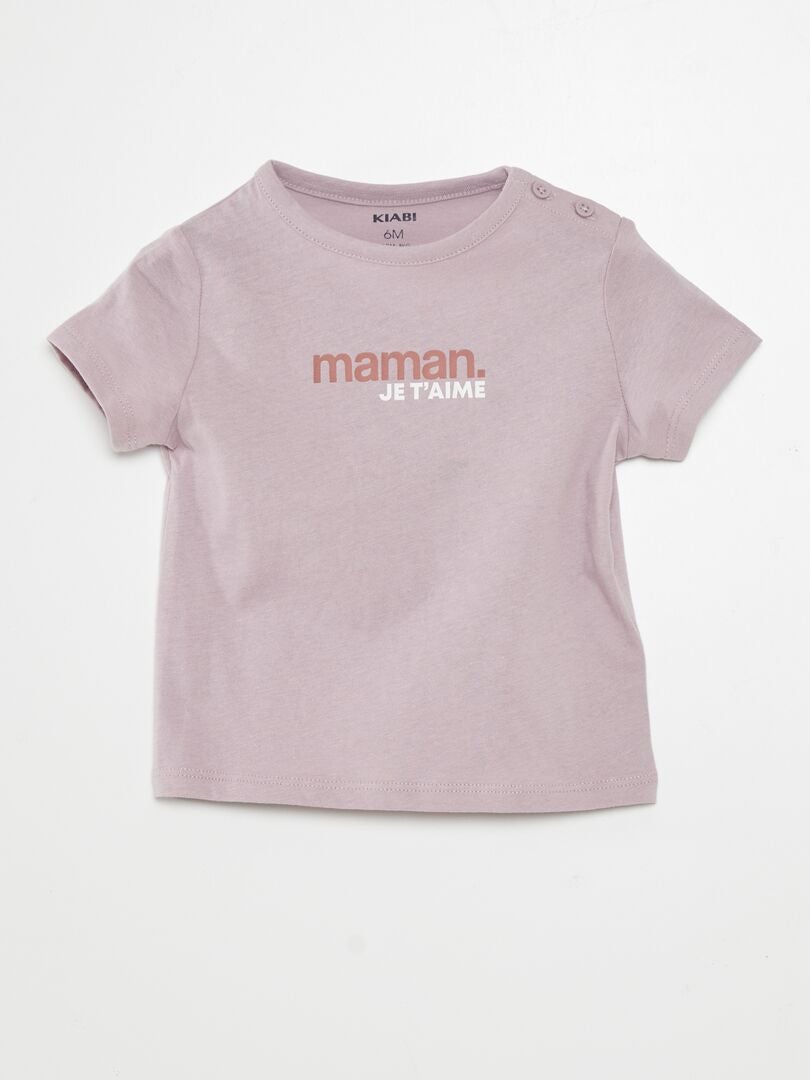 T-shirt met korte mouwen en opdruk - PAARS