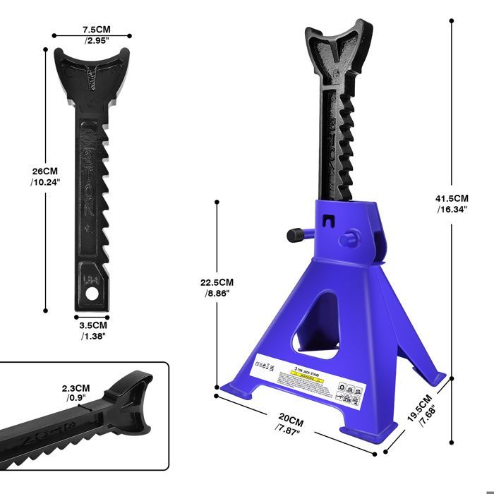 Cavalletti di sollevamento per auto da 3 tonnellate, supporto di sollevamento regolabile in 8 posizioni, bloccaggio automatico, per la manutenzione in officina.