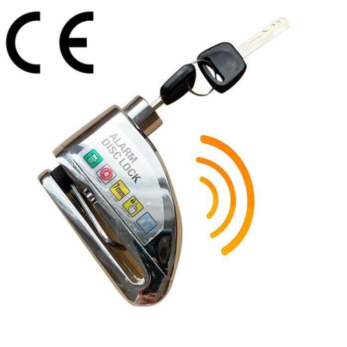 Dispositivo antirrobo para motocicleta, candado de disco con alarma para motocicleta, dispositivo antirrobo con alarma para patinete eléctrico (moto, bicicleta, patinete) - Plateado