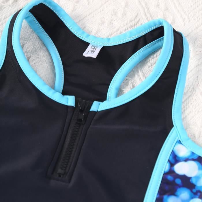 IEFIEL Deuxs Pièces Maillot de Bain Fille Enfant Body de Plage Sans Manches Bikini Short de Bain Sport Costume Natation 3-16 Ans