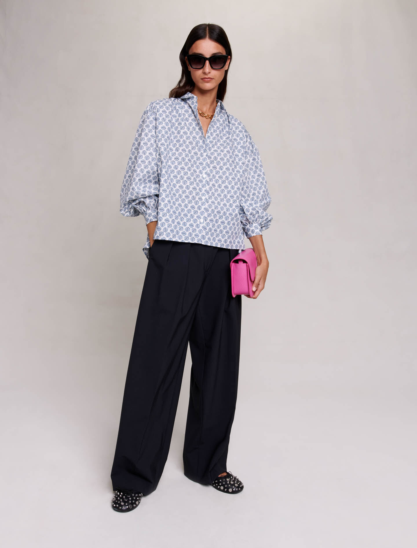 Shirt met monogramprint Monogram Clover ecru/blauw
