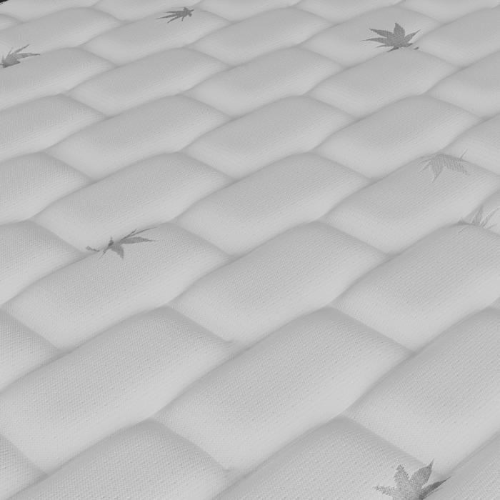 Colchón y cama (140x200cm) - Galice 25cm Muelles ensacados y espuma viscoelástica + Base de láminas y cabecero tapizados en negro