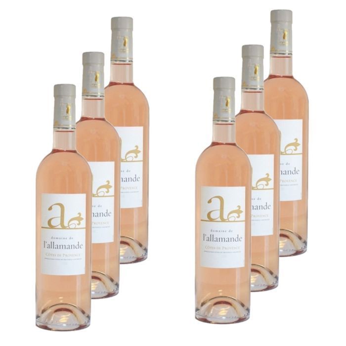 Domaine de l'Allamande - Lote de 6 Vino Rosado A - AOP - Provenza - Botella de 750ml