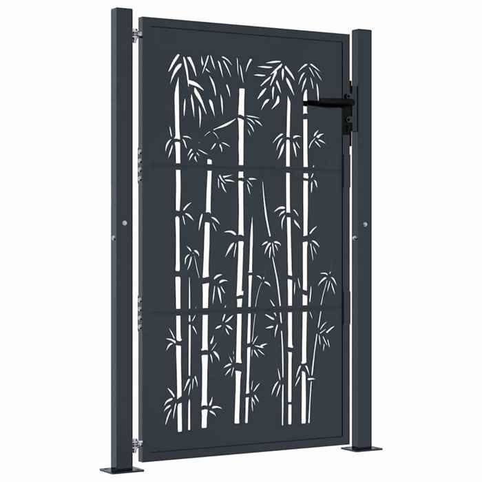 vidaXL Portail de Jardin, Portillon de Patio, Barrière de Sécurité, Porte d'Extérieure Terrasse, Anthracite 105x155 cm Acier 153181