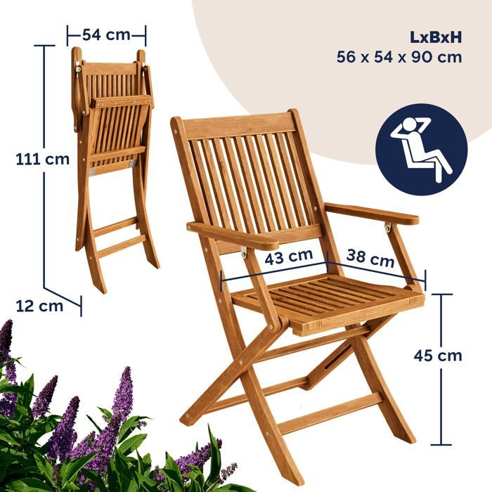 Conjunto de 4 cadeiras de jardim dobráveis 