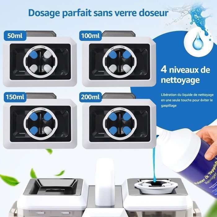 Shampouineuse Nettoyeur Canapé Tissu 6 en 1 550W - Aspirateur Nettoyeur à eau 16KPa - Réservoir 1,3L/1,9L - Tuyau 2m / Cordon 5m