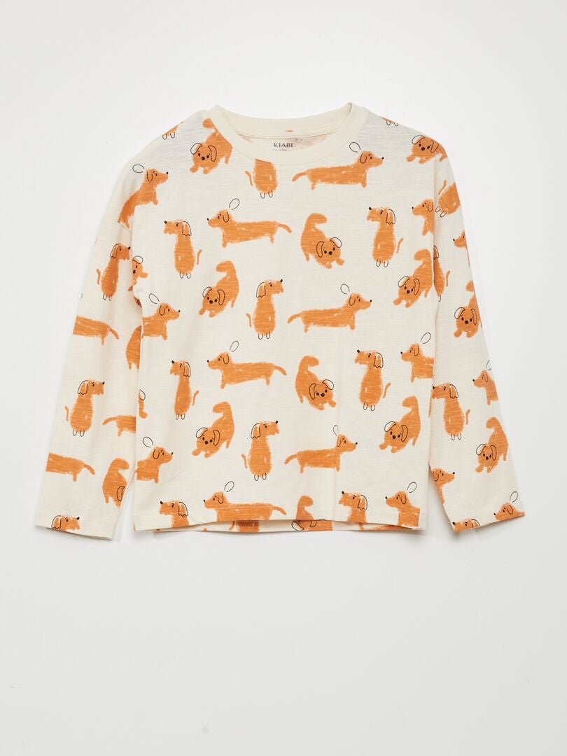 T-shirt met 'honden'-print - WIT